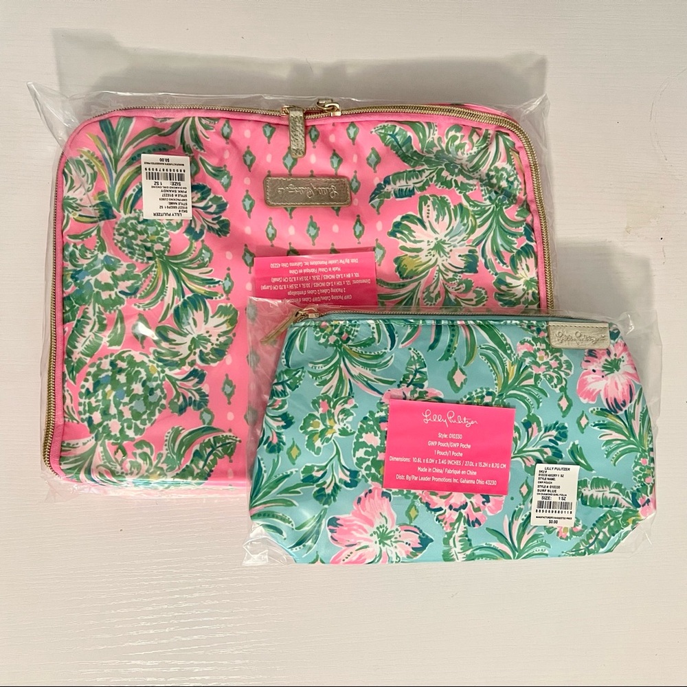 Lilly Pulitzer Set of Packing Cubes and Cosmetic Pouch
